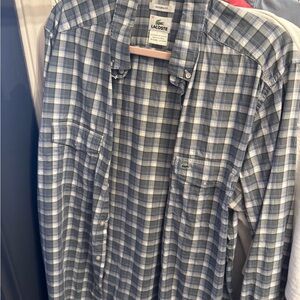 Lacoste Gray and White Checkered Shirt